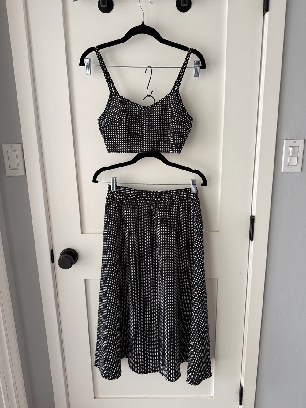 SHEIN Black and White Polka Dot Maxi Skirt Set